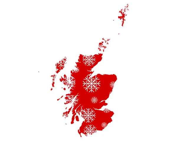 Karte Von Schottland Mit Schneeflocken — Stockfoto