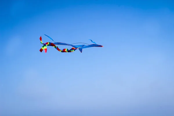 Воздушный Змей Поднимается Сильном Ветре Небе Балтийского Моря — стоковое фото