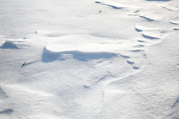 Geschlossene Schneedecke Wind Mit Verwehungen Sieht Aus Wie Dünen — Stockfoto