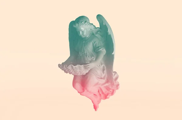 Angelic Cupid Socha Retro Retro Retro Efektní Obrázek Přání Pozdravu — Stock fotografie