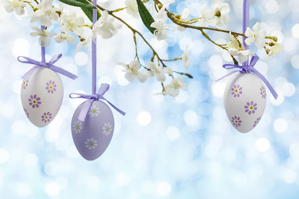 Spring Flowers Colorful Easter Eggs Frame — Stock Photo, Image