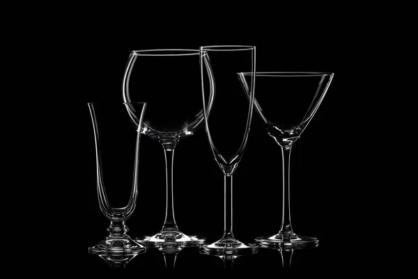 Empty Cocktail Glassware Black Background — Stock Photo, Image