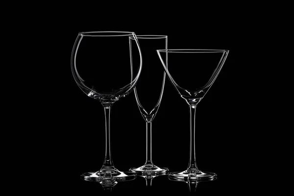 Empty Cocktail Glassware Black Background — Stock Photo, Image