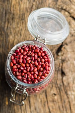 Red adzuki beans in jar. clipart