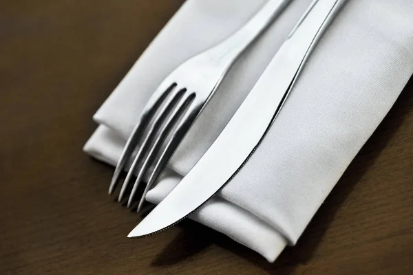 Close Stylish Cutlery Table — Stock Photo, Image