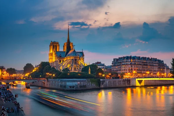 Notre Dame Paris Noite França — Fotografia de Stock