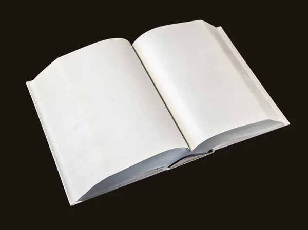 打开空白词典 书籍模型 隔离在黑色上 顶视图 — 图库照片