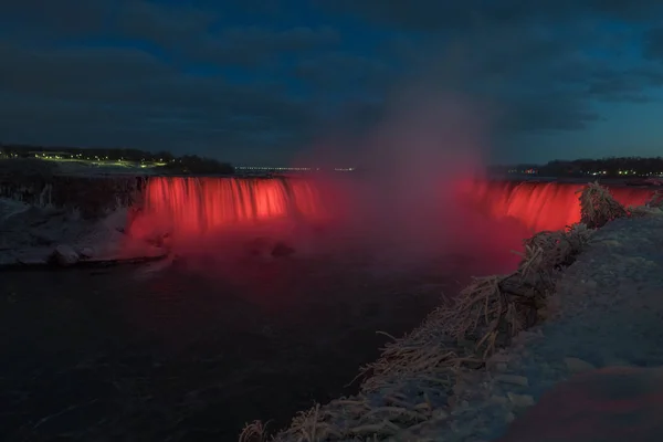 Amérique Nord Canada Chute Illuminée Aux Chutes Niagara — Photo