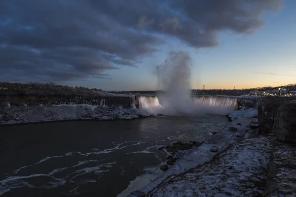 North America Canada Illuminated Waterfall Niagara Falls — Stok fotoğraf