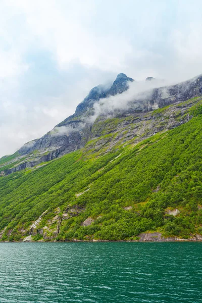 Fjordu Norsku Příroda Cestování Pozadí Krásný Výhled Pobřeží Fjordu Letním — Stock fotografie