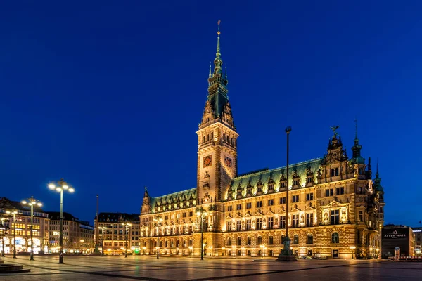 Câmara Municipal Hamburgo Hora Azul — Fotografia de Stock