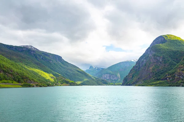 Panoramisch Uitzicht Geiranger Fjord Buurt Van Geiranger Seaport Noorwegen Noorwegen — Stockfoto