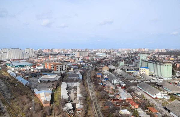Stadslandskapet Vyn Från Höjderna Den Våningen Krasnodar Stad Urban Visa — Stockfoto