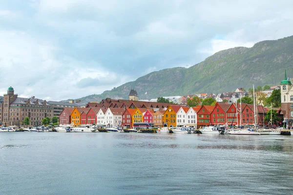 Bergen Norvegia Jule 2016 Veduta Quartiere Storico Legno Bryggen Nella — Foto Stock