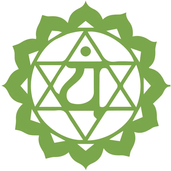 Meditatie Hart Groen Anahata Chakra Mandala Spirituele Lichaam Heilige Illustratie — Stockfoto