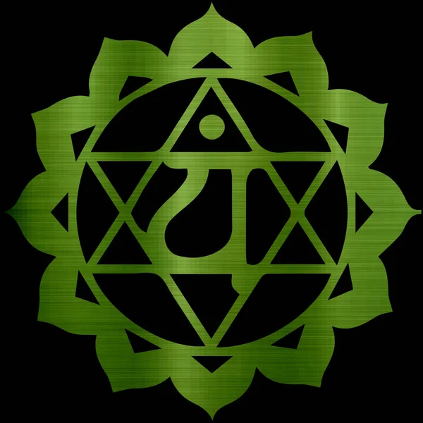 Meditation Heart Grön Anahata Chakra Mandala Andliga Kropp Helig Illustration — Stockfoto