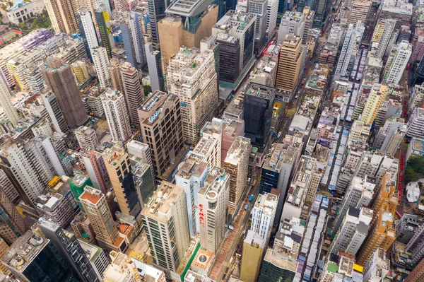 Mong Kok Hong Kong Marzo 2019 Drone Vuela Sobre Ciudad —  Fotos de Stock