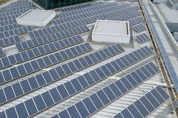 Top View Solar Panel Building — Stock Photo, Image