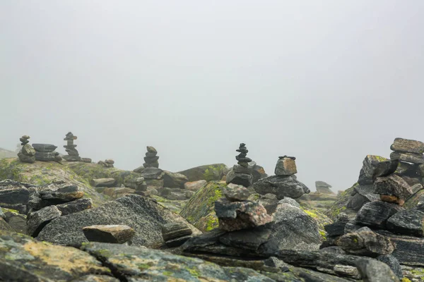 Piled Stones Zijn Huizen Voor Noorse Sprookjes Trollen Troll Huisgemaakt Stockafbeelding