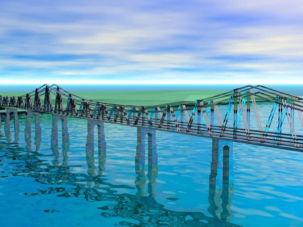 Наклонный Мост Над Водоёмом — стоковое фото