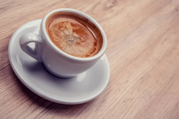Csésze Kávé Asztalra Felülről — Stock Fotó