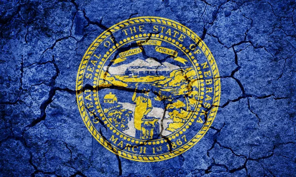 Vlajka Státu Nebraska Pozadí Textury Suchého Zemnění — Stock fotografie