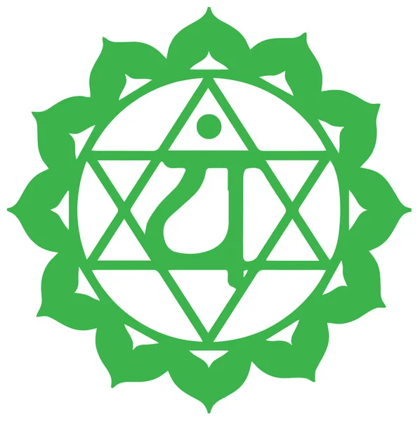 Meditazione Yoga Verde Anahata Illustrazione Chakra Cuore Mandala Spirituale Sacro — Foto Stock