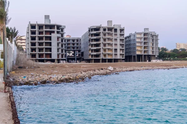 Hotel Construcción Una Playa Mar Rojo Hurghada — Foto de Stock