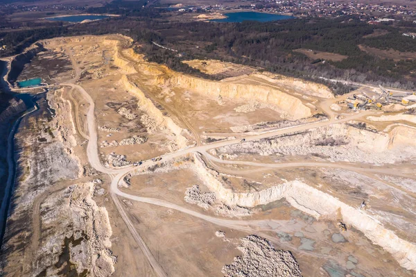 Luchtfoto Van Open Cast Mining Quarry Industrial Place Uitzicht Vanaf — Stockfoto