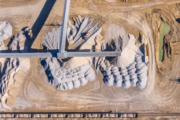 Opencast Maden Ocağının Havadan Görünümü Yukarıdan Endüstriyel Yer Görünümü — Stok fotoğraf