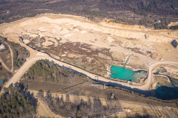 Luchtfoto Van Open Cast Mining Quarry Industrial Place Uitzicht Vanaf — Stockfoto