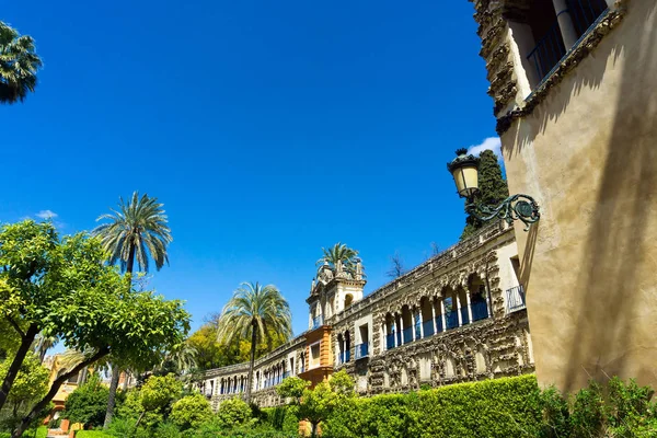 Alcazar Gardens Panorámája Galeria Grutescos Épület Real Alcazar Palotában Sevillában — Stock Fotó