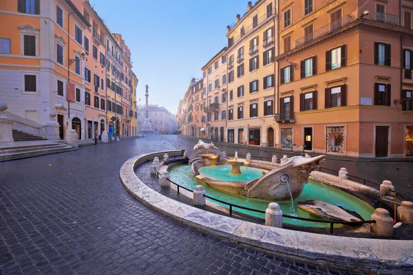 Plaza España Fontana Della Barcaccia Roma Vista Mañana Capital Italia — Foto de Stock