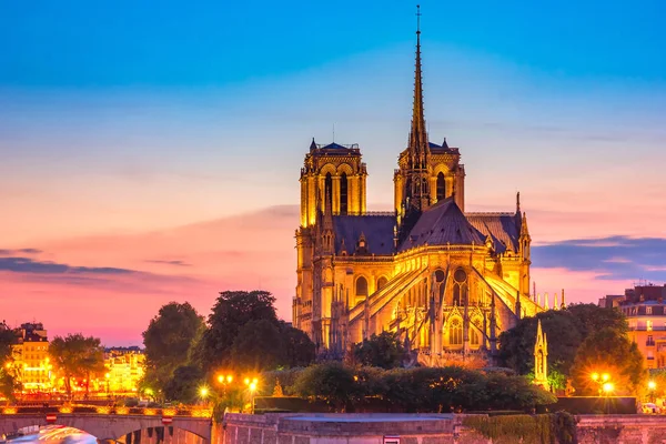 Picturesque Grandiose Sunset Cathedral Notre Dame Paris France — Stock Photo, Image