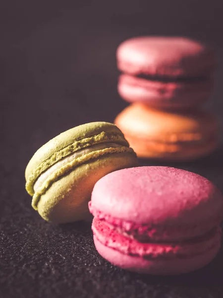 Colorful Macarons Dark Background — Stock Photo, Image
