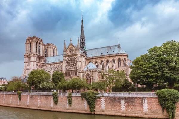 Zuidelijke Gevel Van Kathedraal Van Notre Dame Paris Dak Torenspits — Stockfoto