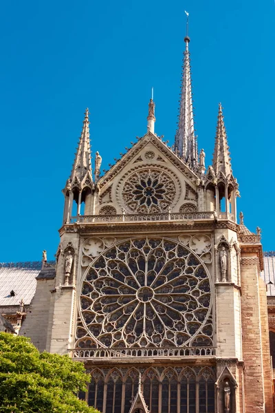 Torre Janela Rosa Sul Catedral Notre Dame Destruída Incêndio 2019 — Fotografia de Stock