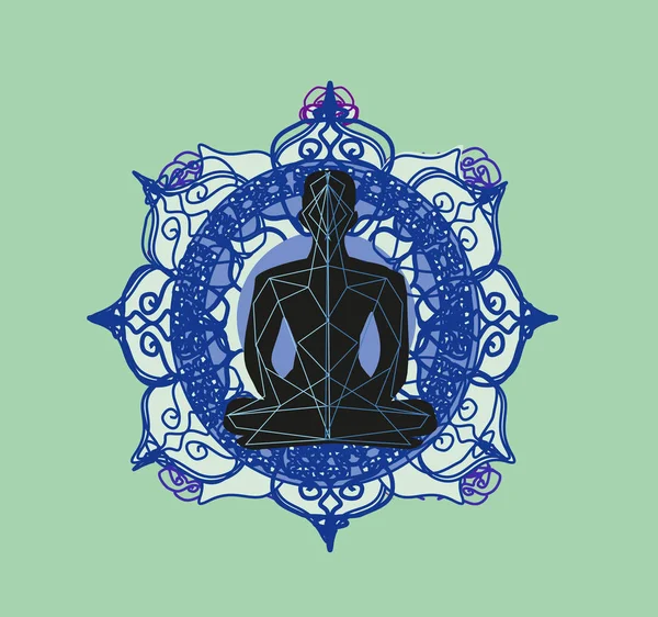 Man Silhouette Meditate Yoga Card — Stock Photo, Image
