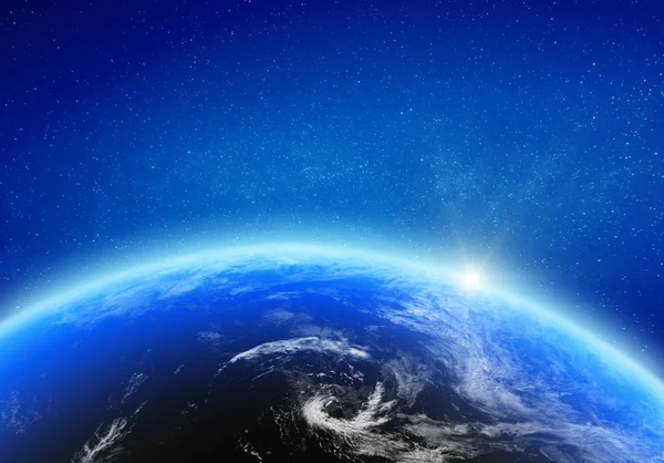 Planeten Jorden Lyser Upp Horisonten Delar Denna Bild Tillhandahålls Nasa — Stockfoto