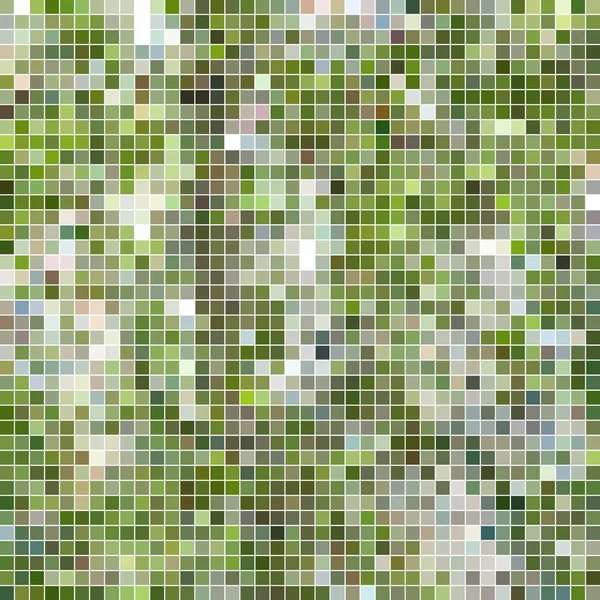 抽象的な正方形のピクセルモザイクの背景 緑とグレー — ストック写真