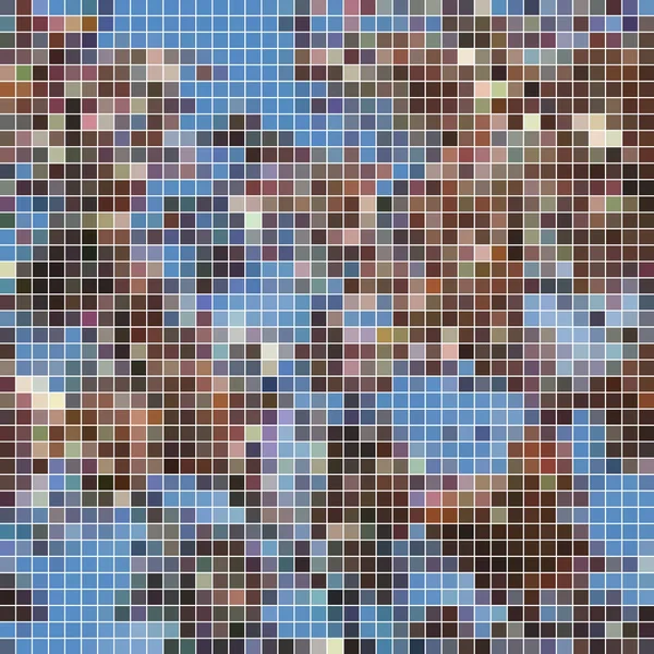 抽象的な正方形のピクセルモザイクの背景 青と茶色 — ストック写真