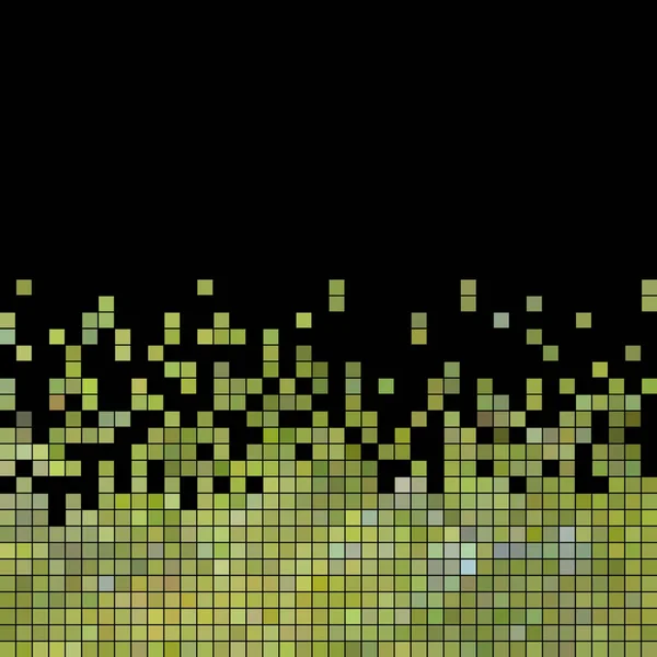 Abstraktní Náměstí Pixel Mozaika Pozadí Zelená Černém Pozadí — Stock fotografie