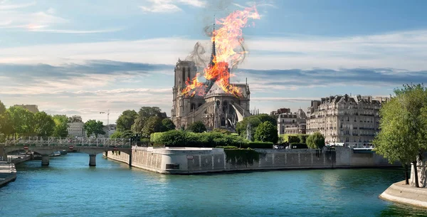 Incendio Catedral Notre Dame París Francia —  Fotos de Stock