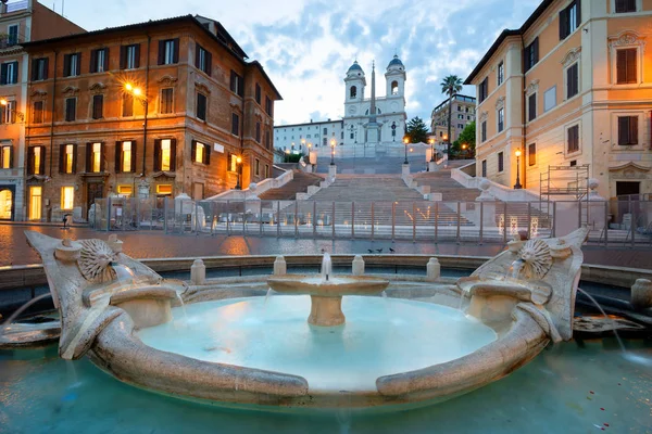 Іспанські Сходи Fontana Della Barcaccia Римі Рано Вранці Італія — стокове фото