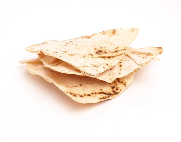 Apilado Árabe Flatbread Blanco Fondo Estudio — Foto de Stock