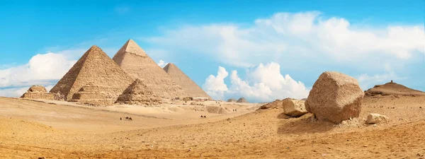 Pyramiderna Giza Öknen Dagen — Stockfoto