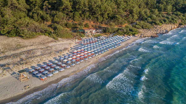 Flygfoto Över Paradise Beach Thassos Island Grekland — Stockfoto