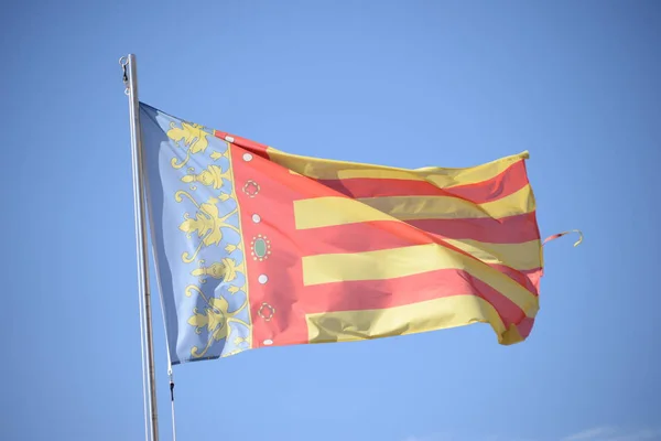 Bandera Mallorquina Viento Cielo Español España — Foto de Stock