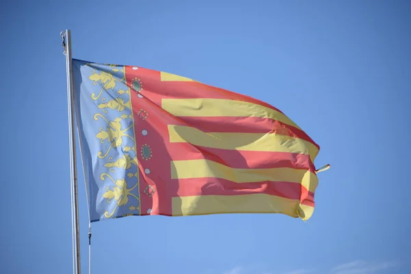 Bandeira Mallorca Vento Céu Espanhol Espanha — Fotografia de Stock