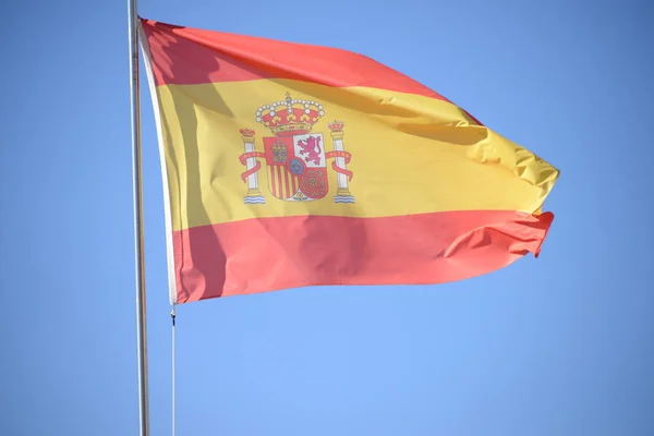 Spaanse Vlag Wind Aan Spaanse Hemel Spanje — Stockfoto